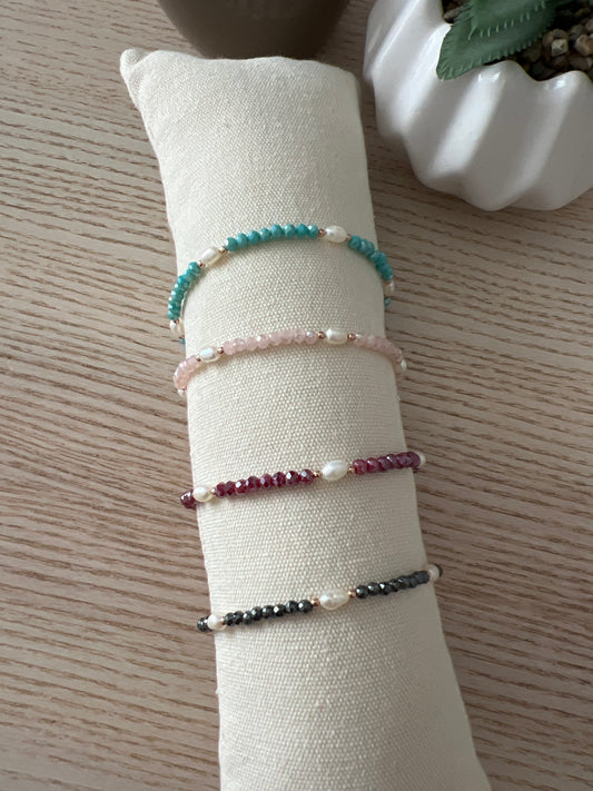 Bracciale cristalli e perle risino