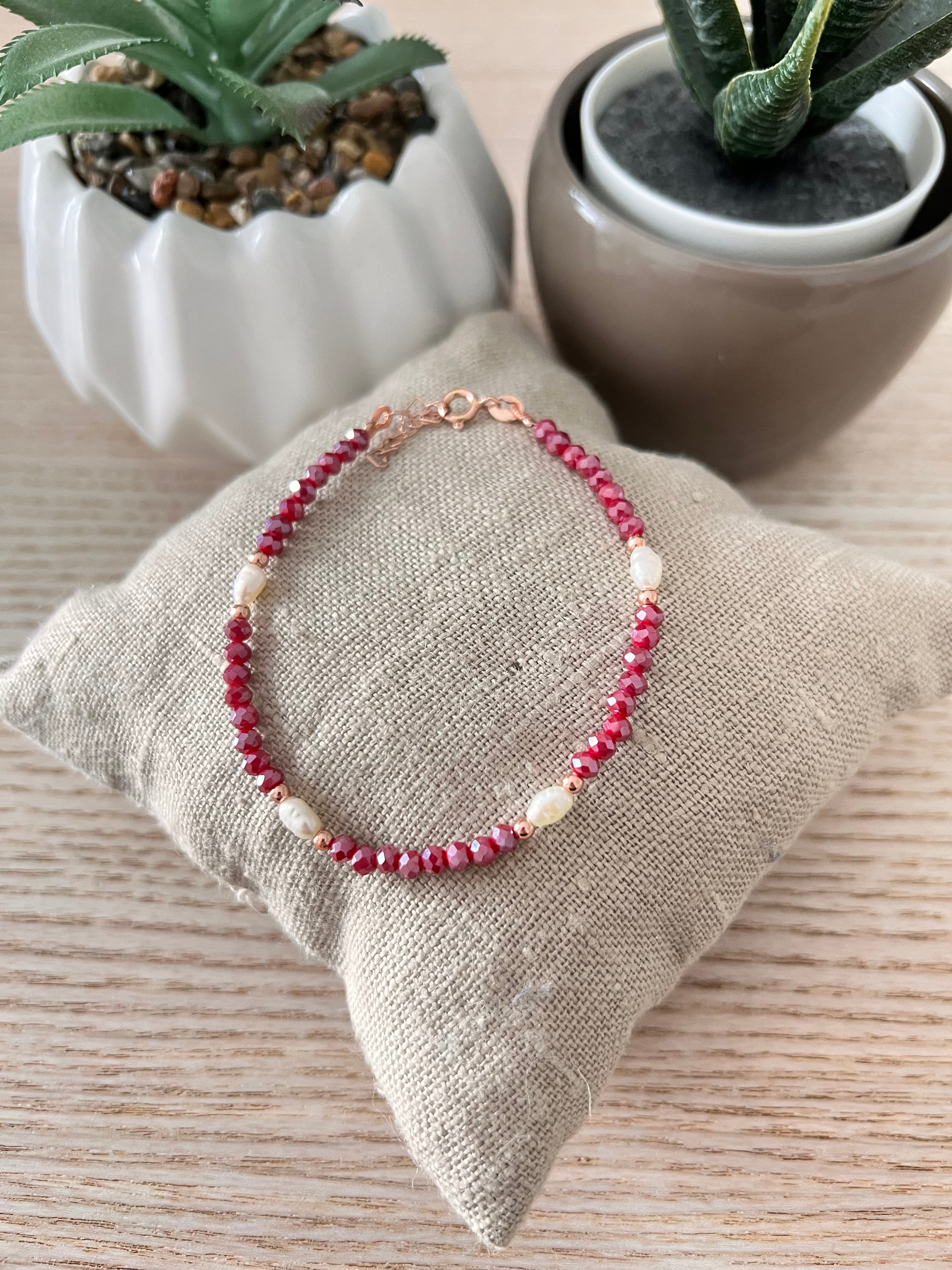 Bracciale cristalli e perle risino