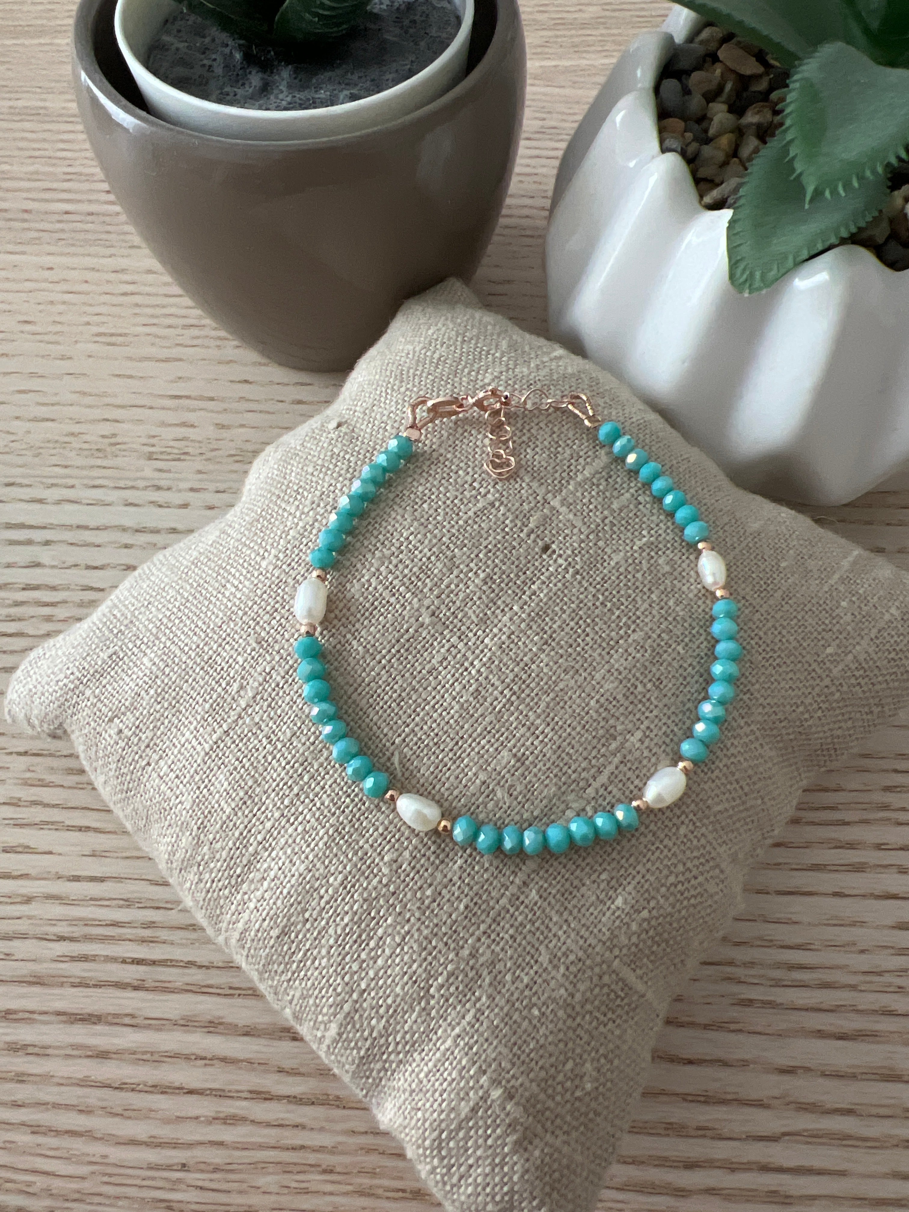 Bracciale cristalli e perle risino