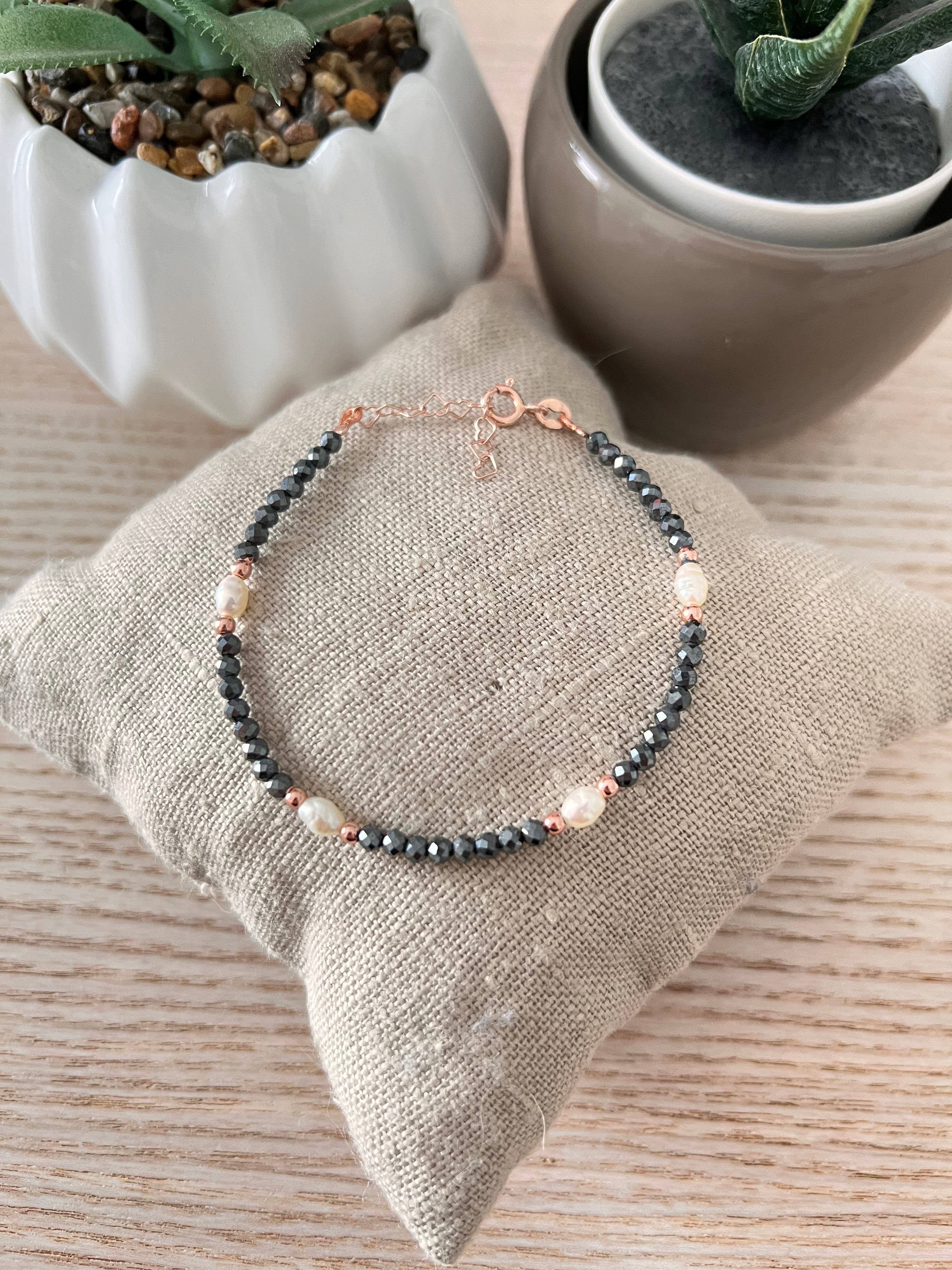 Bracciale cristalli e perle risino