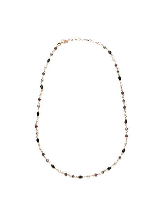 Girocollo cristalli neri, bordeaux e grigi