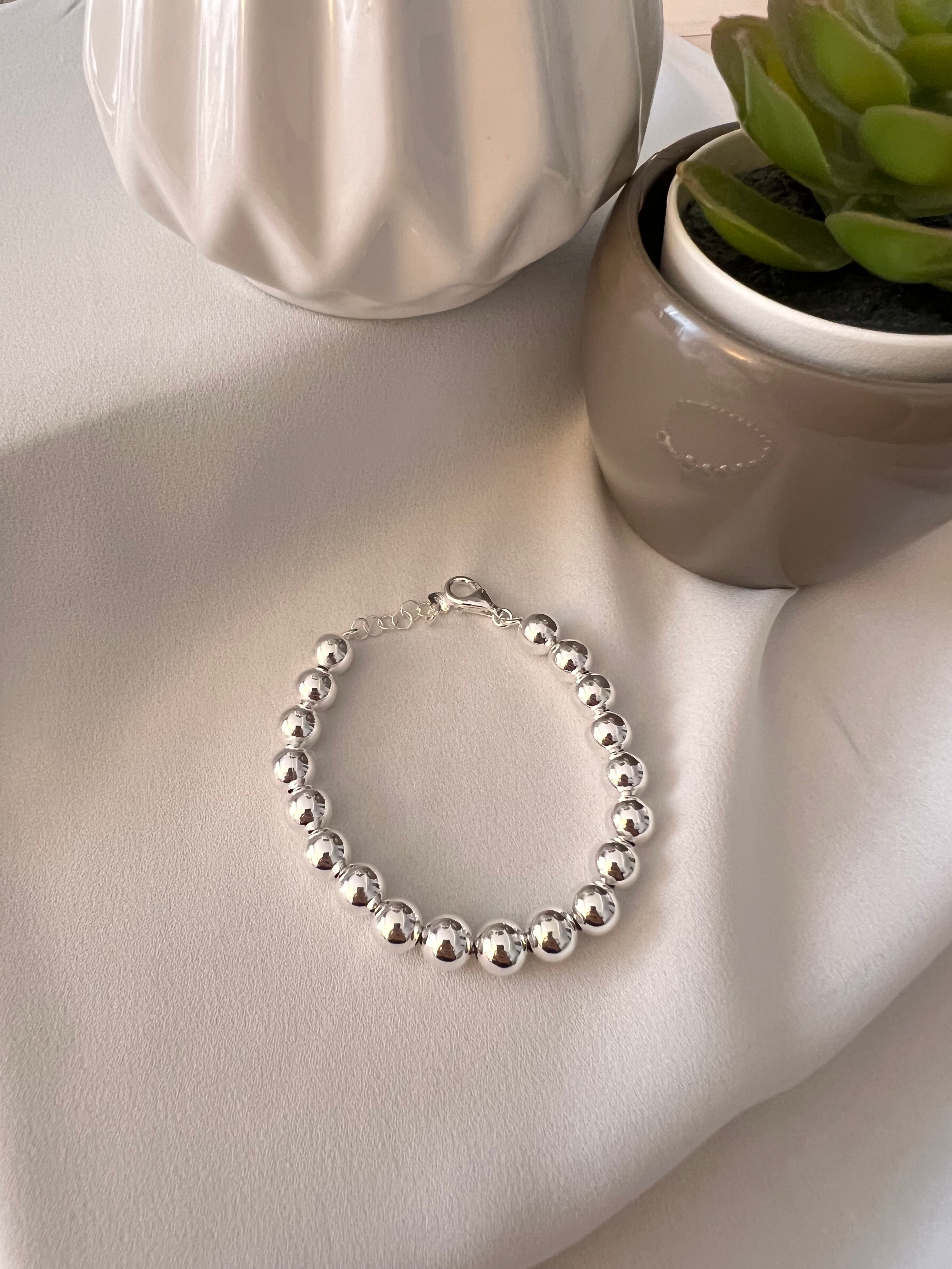 Bracciale palline 0.8 cm Naturale