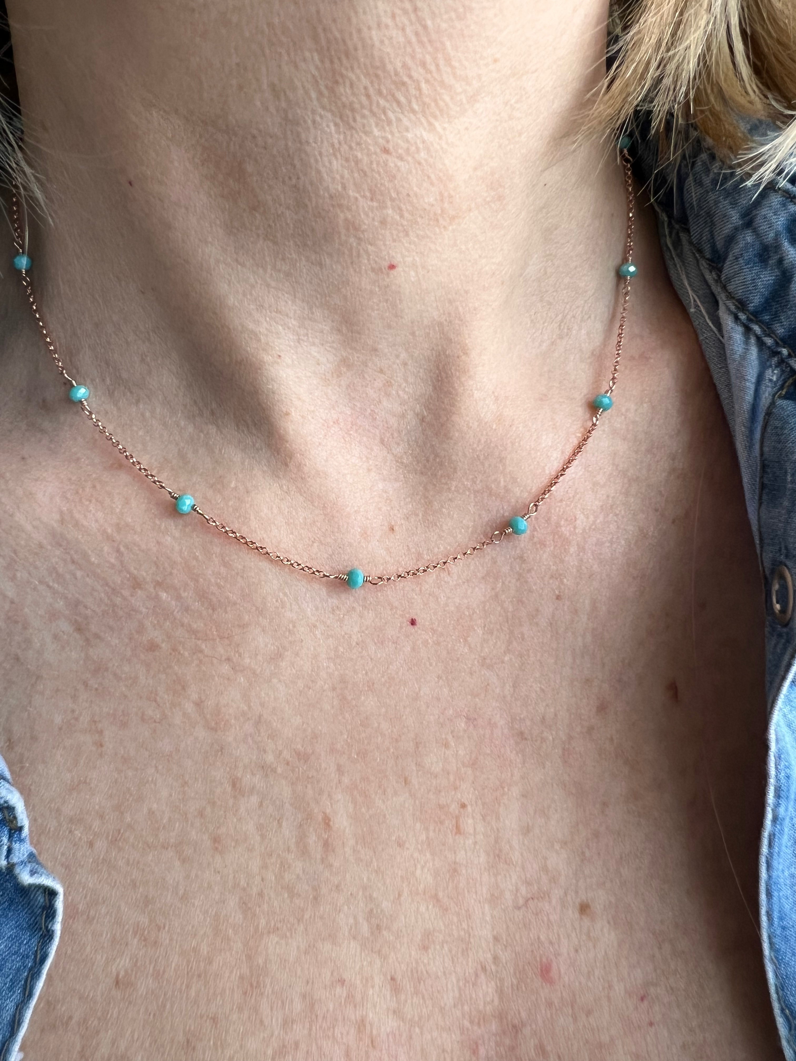 Girocollo cristalli turchese