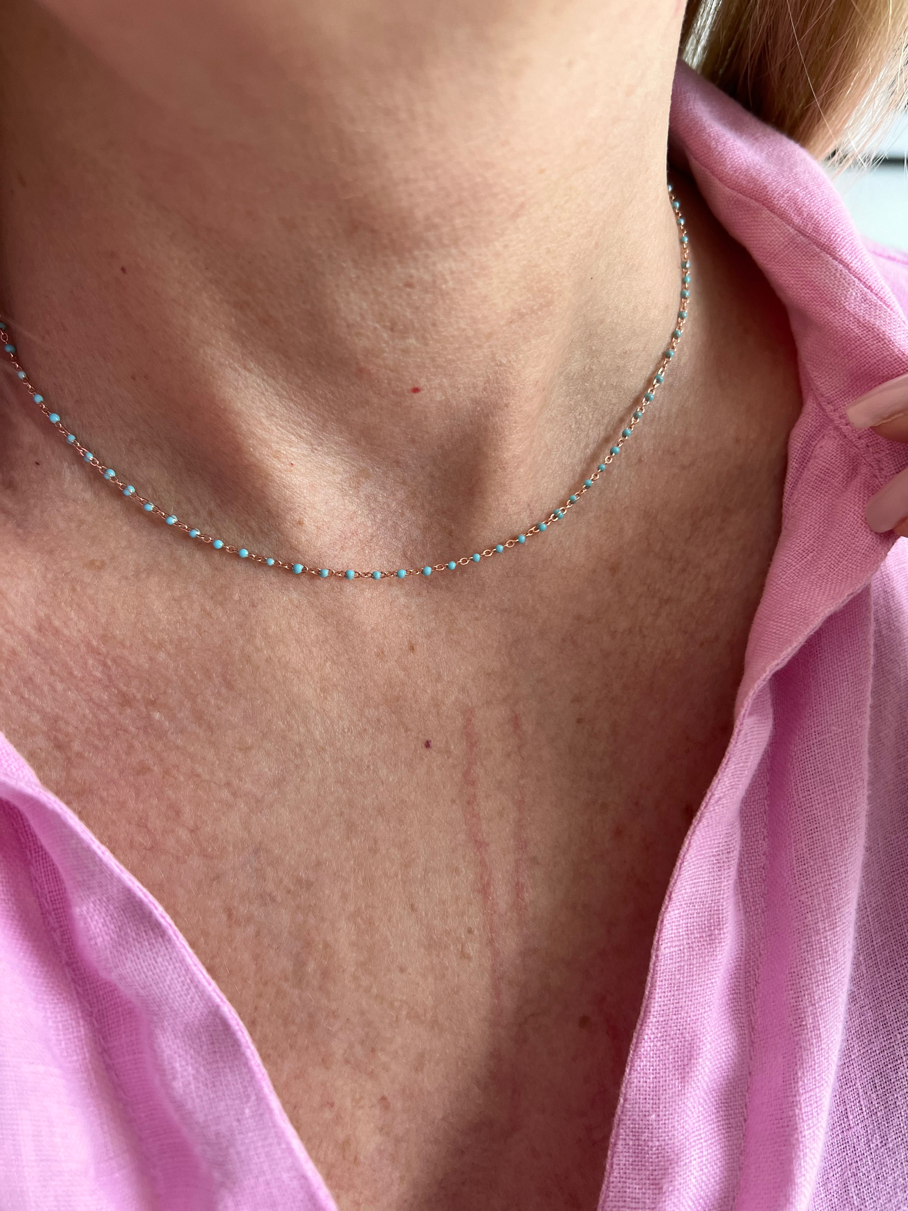 Girocollo sfere smaltate turchesi