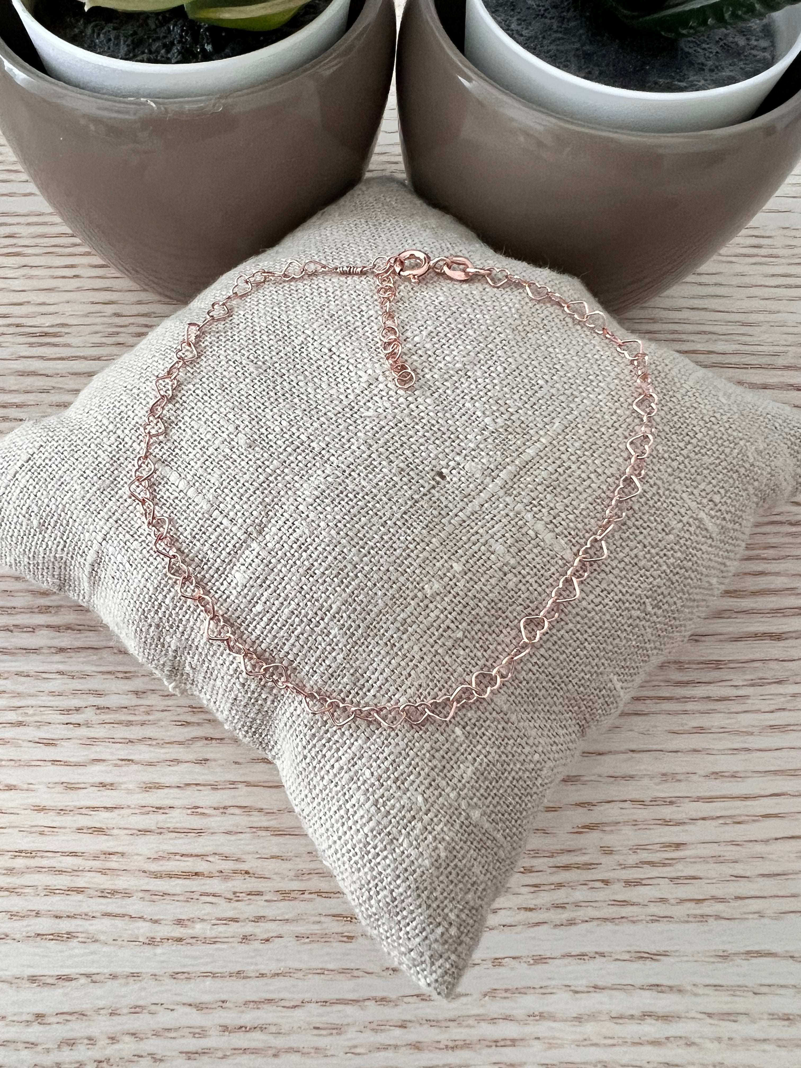 Cavigliera maglia cuori Rosè