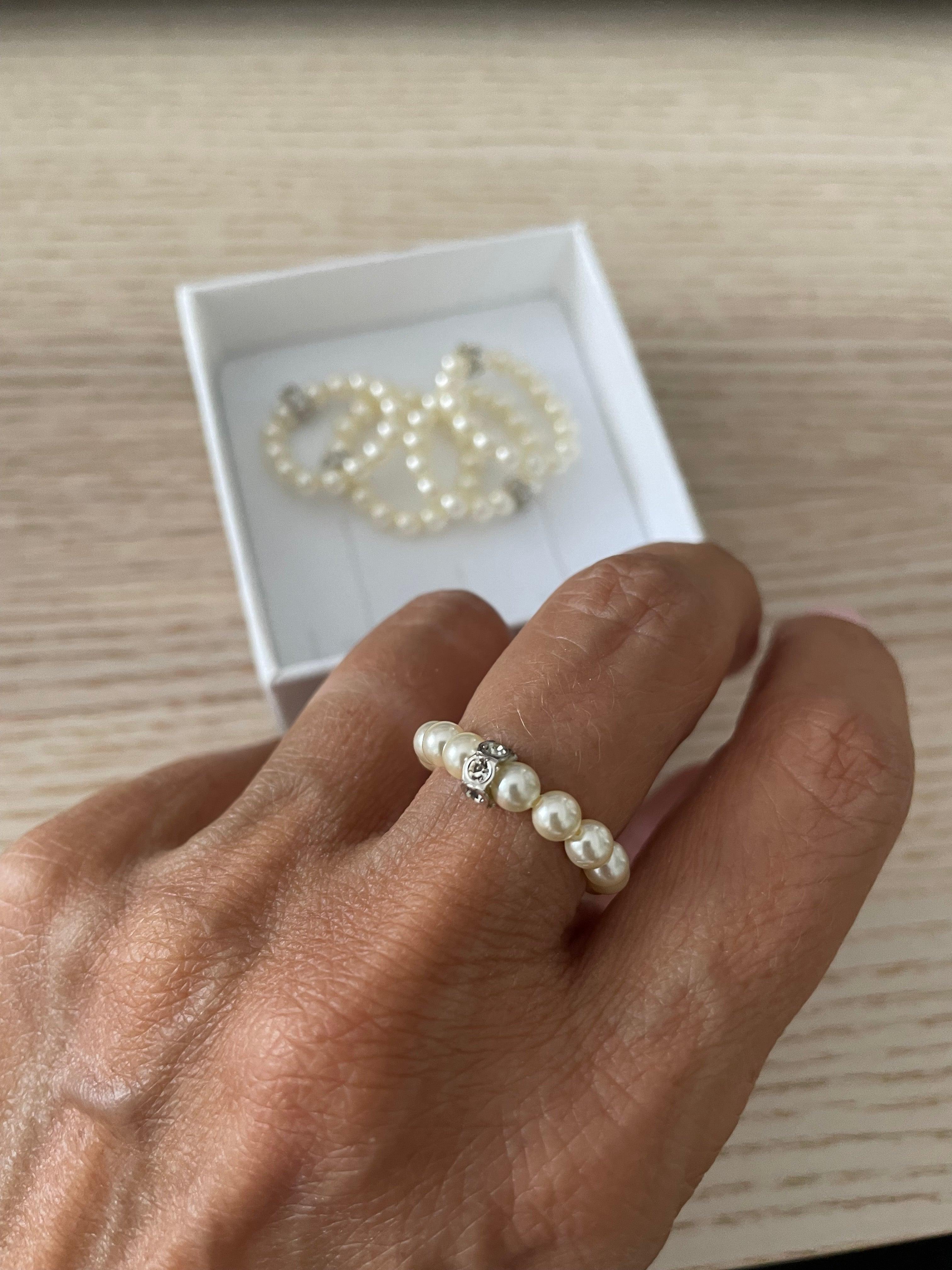 Anello perle di Swarovsky - Le Luci di Gaia