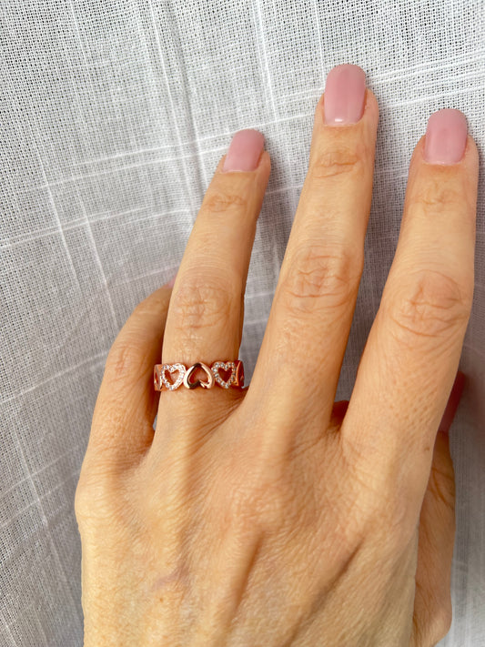 Anello cuori alternati Rosè