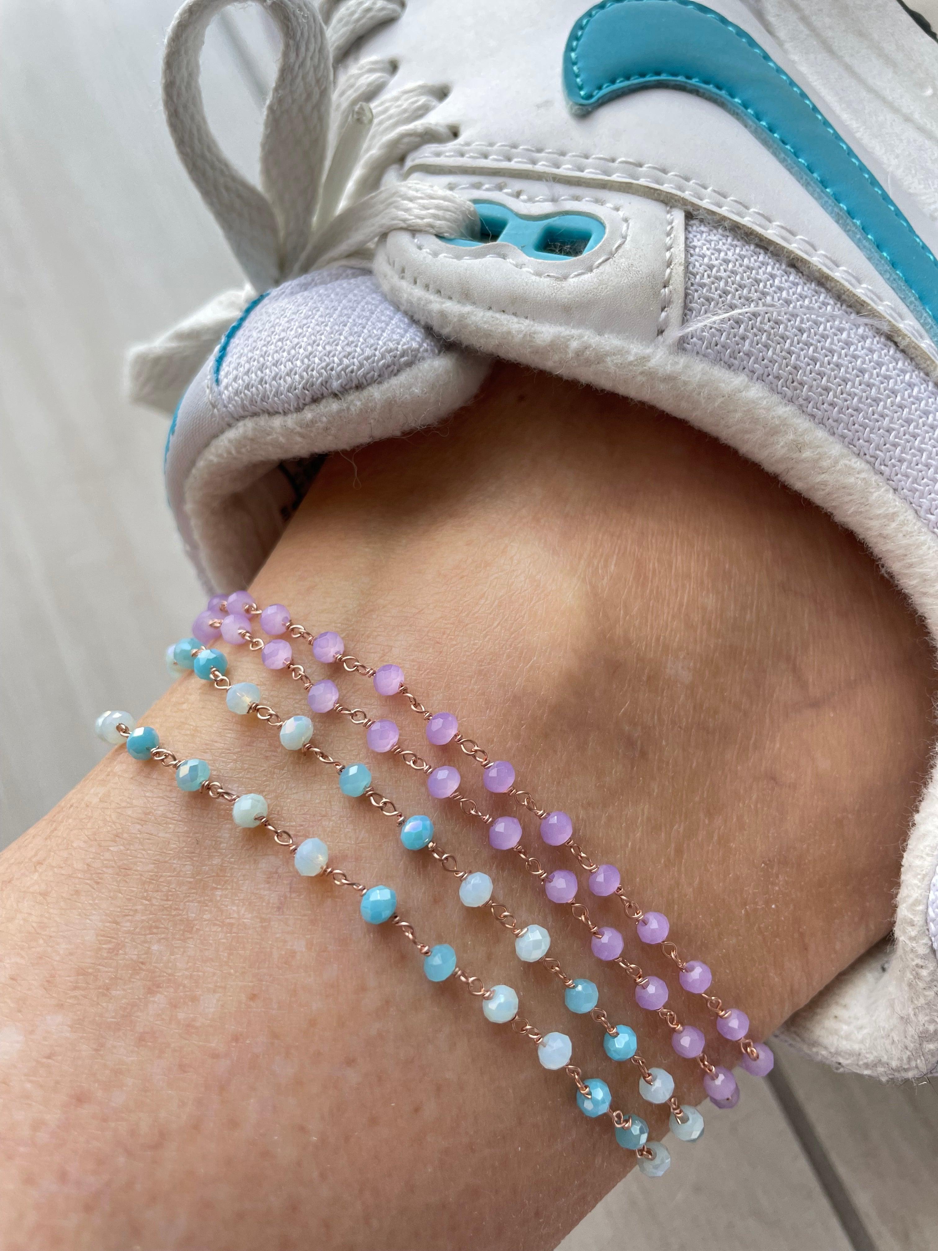 Cavigliera cristalli azzurri o glicine - Le Luci di Gaia