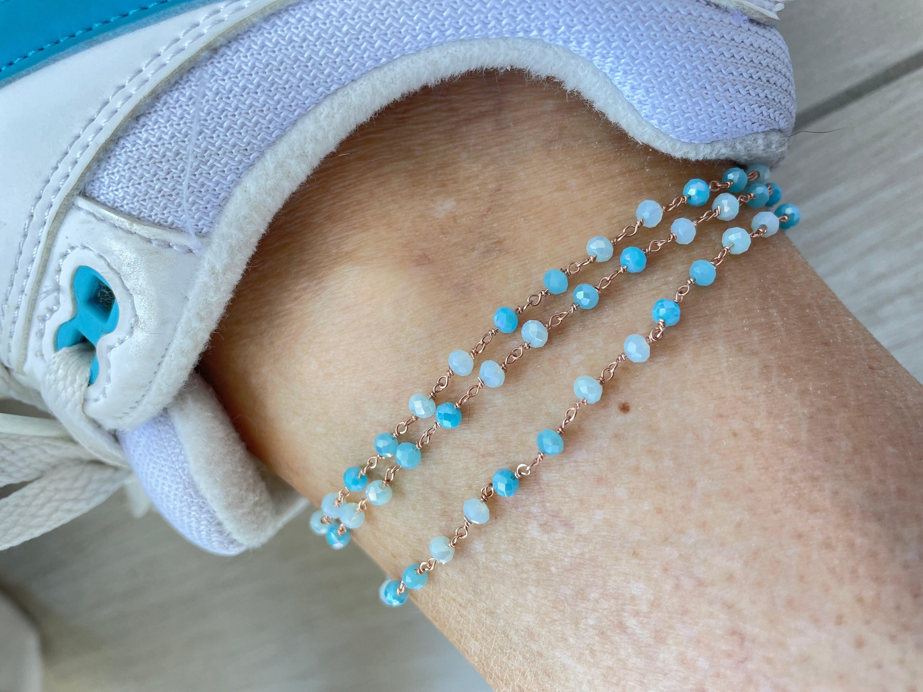 Cavigliera cristalli azzurri o glicine - Le Luci di Gaia