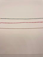 Cavigliera micro pallini  bianchi fucsia e azzurri - Le Luci di Gaia