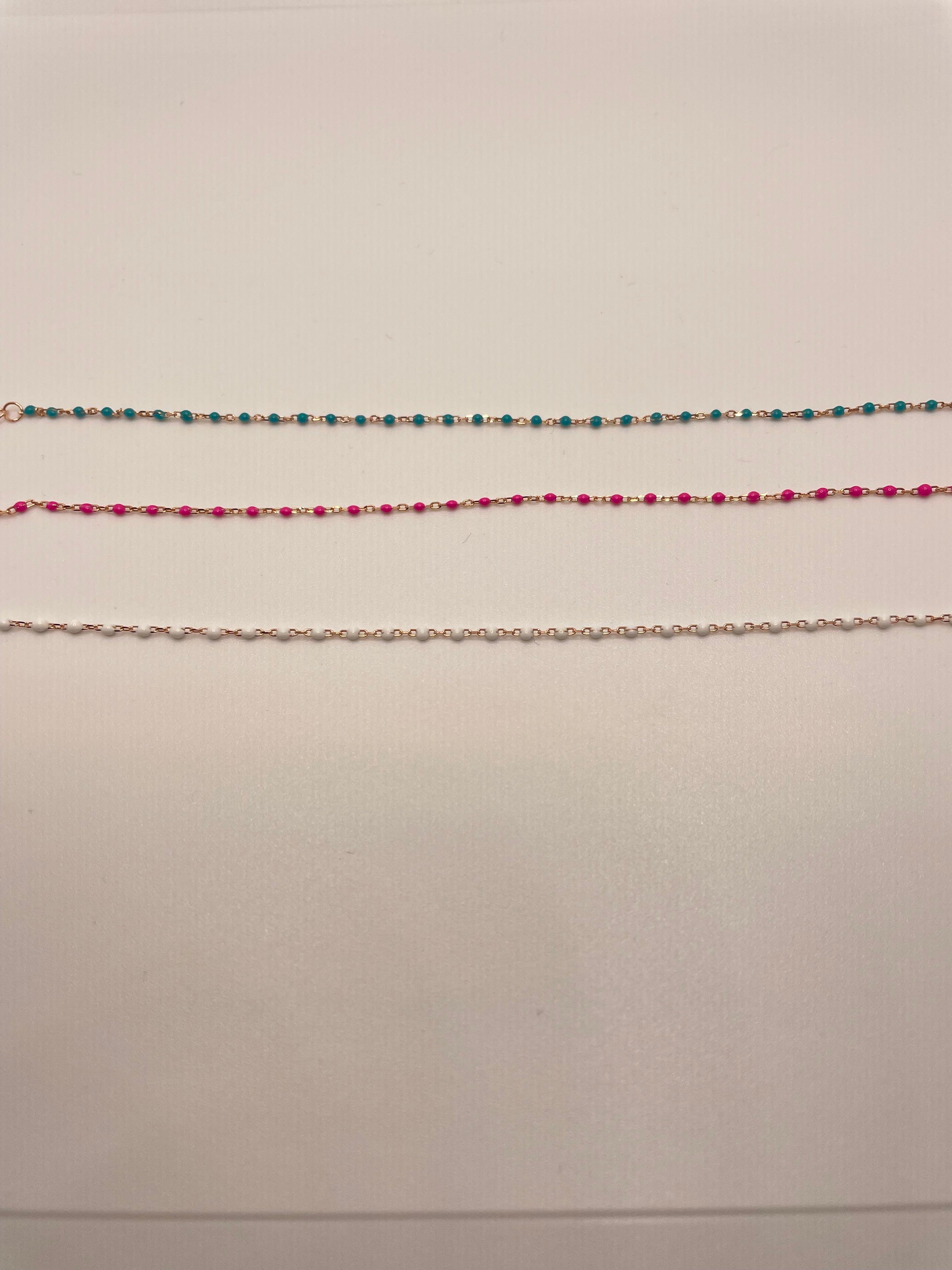 Cavigliera micro pallini  bianchi fucsia e azzurri - Le Luci di Gaia