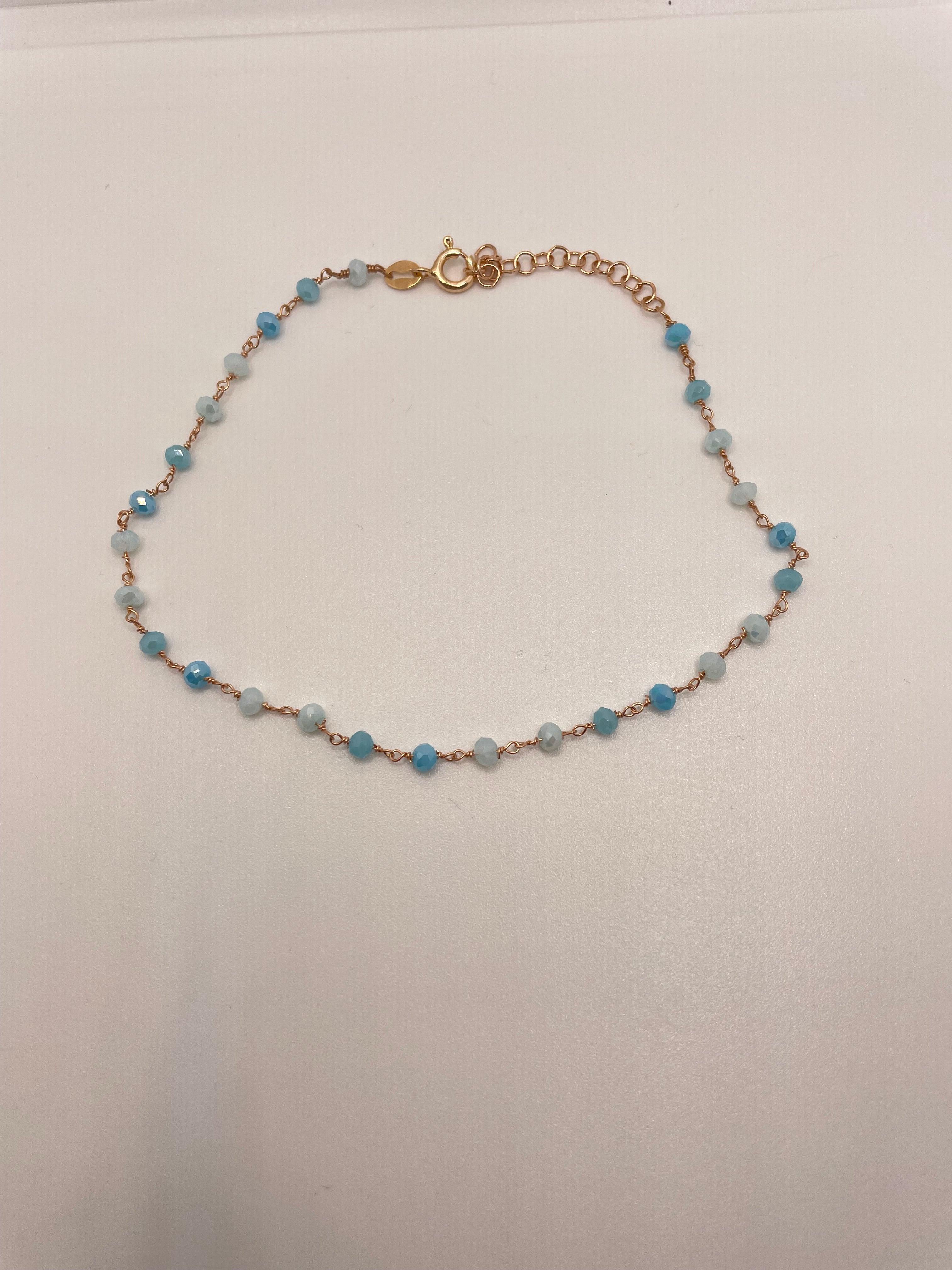 Cavigliera cristalli azzurri o glicine - Le Luci di Gaia